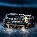 Bracelete caveira banhado a rodio negro